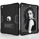For iPad Air Contrast Color Silicone + PC Combination Case with Holder(Black)