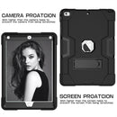 For iPad Air Contrast Color Silicone + PC Combination Case with Holder(Black)