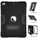 For iPad Air Contrast Color Silicone + PC Combination Case with Holder(Black)