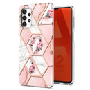 For Samsung Galaxy A13 4G Electroplating Splicing Marble Flower Pattern TPU Shockproof Phone Case(Pink Flower)