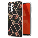 For Samsung Galaxy A13 4G Electroplating Splicing Marble Flower Pattern TPU Shockproof Phone Case(Black Flower)