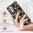 For Samsung Galaxy A13 4G Electroplating Splicing Marble Flower Pattern TPU Shockproof Phone Case(Black Flower)