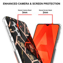 For Samsung Galaxy A13 4G Electroplating Splicing Marble Flower Pattern TPU Shockproof Phone Case(Black Flower)