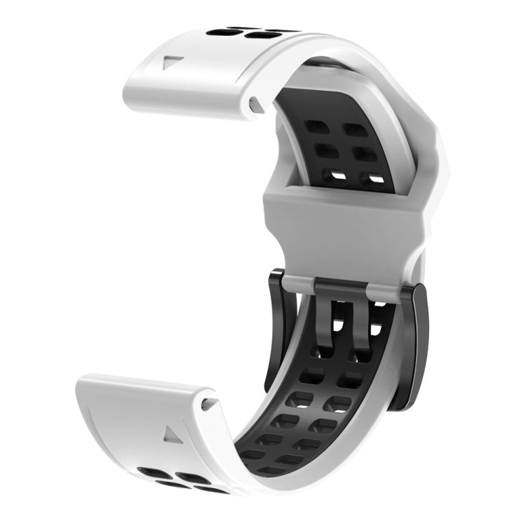 For Garmin Fenix 6X Quick Release Double Row Silicone Watch Band(White Black)