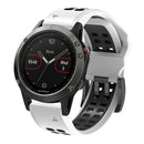For Garmin Fenix 6X Quick Release Double Row Silicone Watch Band(White Black)