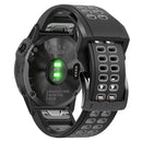 For Garmin Fenix 6X Quick Release Double Row Silicone Watch Band(Black Grey)