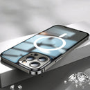 AG Frosted PC Backplane + Stainless Steel Frame MagSafe Phone Case For iPhone 13 Pro Max(Black)