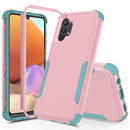 For Samsung Galaxy A32 5G TPU + PC Shockproof Phone Case(Pink + Grey Green)