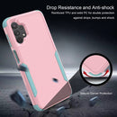 For Samsung Galaxy A32 5G TPU + PC Shockproof Phone Case(Pink + Grey Green)