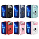 Card Ring Holder PC + TPU Phone Case For iPhone 13 Pro Max(Pink+Wine Red)