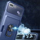 Card Ring Holder PC + TPU Phone Case For iPhone 8 Plus / 7 Plus(Black)