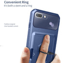 Card Ring Holder PC + TPU Phone Case For iPhone 8 Plus / 7 Plus(Black)