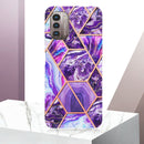 For Nokia G21 / G11 Electroplating IMD Splicing Marble TPU Phone Case(Dark Purple)