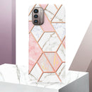 For Nokia G21 / G11 Electroplating IMD Splicing Marble TPU Phone Case(Pink White)