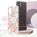 For Nokia G21 / G11 Electroplating IMD Splicing Marble TPU Phone Case(Pink White)
