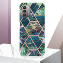 For Nokia G21 / G11 Electroplating IMD Splicing Marble TPU Phone Case(Blue Green)