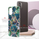 For Nokia G21 / G11 Electroplating IMD Splicing Marble TPU Phone Case(Blue Green)