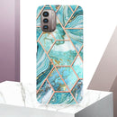 For Nokia G21 / G11 Electroplating IMD Splicing Marble TPU Phone Case(Blue)