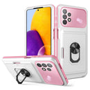 For Samsung Galaxy A13 4G Card Ring Holder PC + TPU Phone Case(White+Pink)