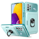 For Samsung Galaxy A13 4G Card Ring Holder PC + TPU Phone Case(Light Green)