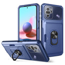 For Xiaomi Redmi Note 10 4G Card Ring Holder PC + TPU Phone Case(Blue)