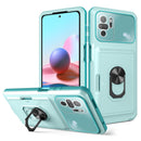 For Xiaomi Redmi Note 10 4G Card Ring Holder PC + TPU Phone Case(Light Green)