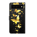 For Google Pixel 6a 3D Painting Pattern TPU + PU Leather Phone Case(Gold Butterfly)