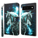 For Google Pixel 6a 3D Painting Pattern TPU + PU Leather Phone Case(Wolf)