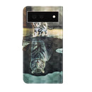 For Google Pixel 6a 3D Painting Pattern TPU + PU Leather Phone Case(Cat Tiger)