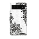 For Google Pixel 6a 3D Painting Pattern TPU + PU Leather Phone Case(Diagonal Black Flower)