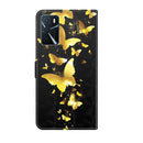 For OPPO A16 / A54 5G 3D Painting Pattern TPU + PU Leather Phone Case(Gold Butterfly)