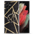 For Samsung Galaxy A33 5G IMD Marble TPU Phone Case with Folding Holder(Black)