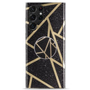 For Samsung Galaxy A33 5G IMD Marble TPU Phone Case with Folding Holder(Black)