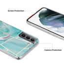 For Samsung Galaxy A33 5G IMD Marble TPU Phone Case with Folding Holder(Black)