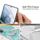 For Samsung Galaxy A33 5G IMD Marble TPU Phone Case with Folding Holder(Black)