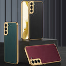For Samsung Galaxy S22 5G GKK Plating TPU + Leather Full Coverage Phone Case(Red)