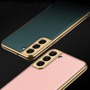 For Samsung Galaxy S22 5G GKK Plating TPU + Leather Full Coverage Phone Case(Pink)