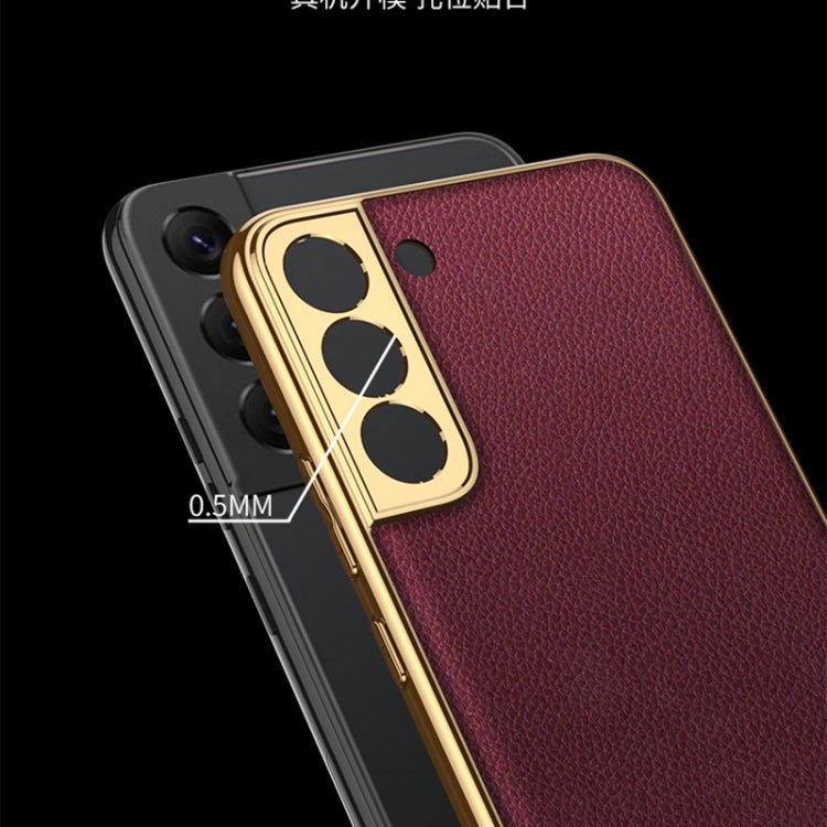 For Samsung Galaxy S22 5G GKK Plating TPU + Leather Full Coverage Phone Case(Black)