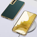 For Samsung Galaxy S22 5G GKK Plating TPU + Leather Full Coverage Phone Case(Forest Green)
