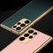 For Samsung Galaxy S22 Ultra 5G GKK Plating TPU + Leather Full Coverage Phone Case(Forest Green)