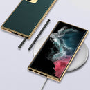 For Samsung Galaxy S22 Ultra 5G GKK Plating TPU + Leather Full Coverage Phone Case(Forest Green)