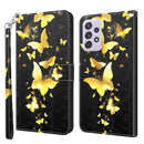 For Samsung Galaxy A13 4G 3D Painting Pattern TPU + PU Leather Phone Case(Gold Butterfly)