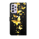 For Samsung Galaxy A13 4G 3D Painting Pattern TPU + PU Leather Phone Case(Gold Butterfly)