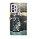 For Samsung Galaxy A13 4G 3D Painting Pattern TPU + PU Leather Phone Case(Cat Tiger)