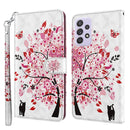 For Samsung Galaxy A13 4G 3D Painting Pattern TPU + PU Leather Phone Case(Cat Under The Tree)
