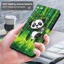 For Samsung Galaxy A13 4G 3D Painting Pattern TPU + PU Leather Phone Case(Panda Climbing Bamboo)