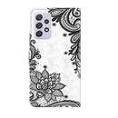 For Samsung Galaxy A13 4G 3D Painting Pattern TPU + PU Leather Phone Case(Diagonal Black Flower)