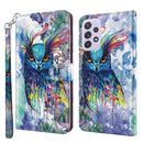 For Samsung Galaxy A13 4G 3D Painting Pattern TPU + PU Leather Phone Case(Watercolor Owl)