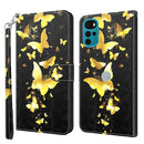 For Motorola Moto G22 3D Painting Pattern TPU + PU Leather Phone Case(Gold Butterfly)