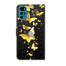 For Motorola Moto G22 3D Painting Pattern TPU + PU Leather Phone Case(Gold Butterfly)